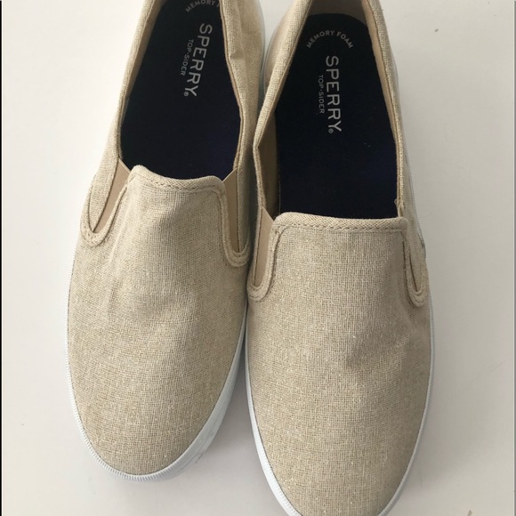 Sperry Shoes - NWOT Sperry gold metallic slip on sneakers